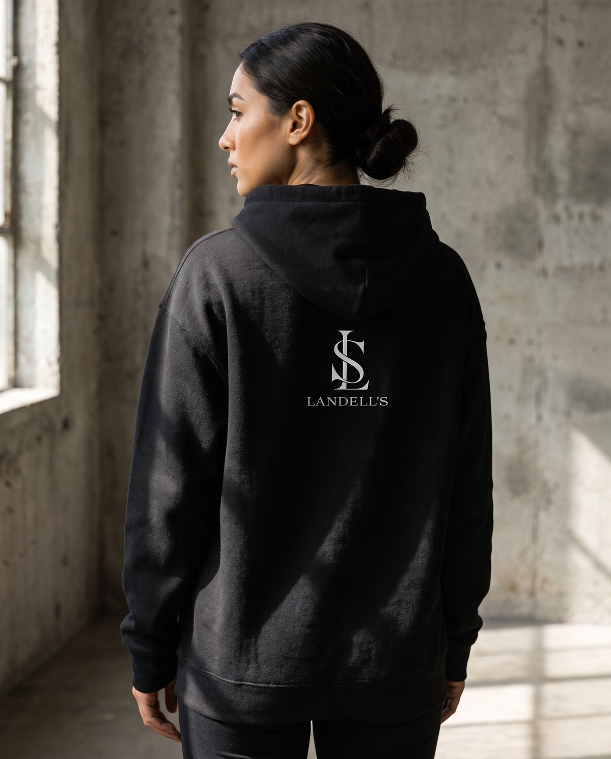 Landells Discipline Hoodie, back view on model