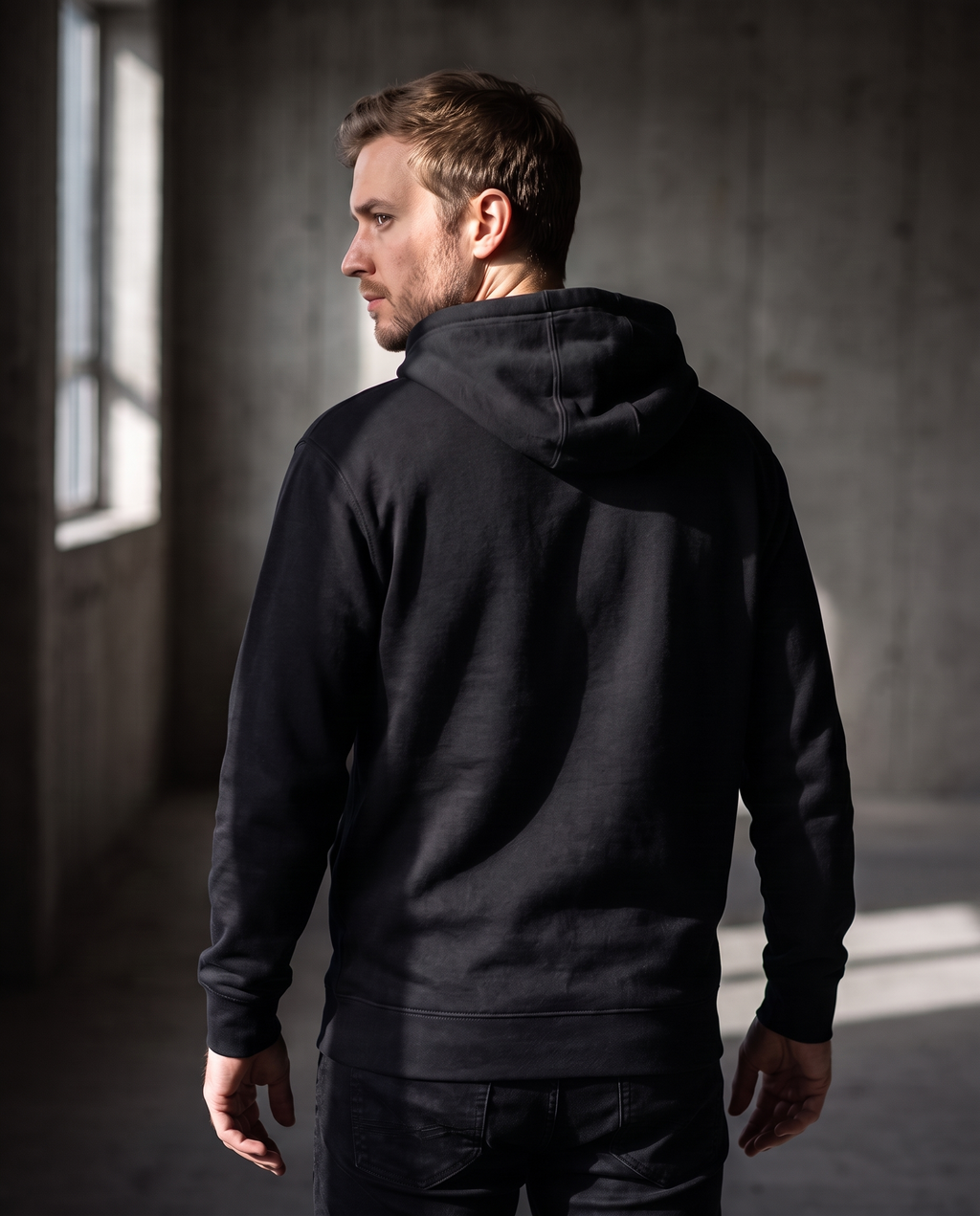 Landells Evaluate Everything Hoodie, back view on model
