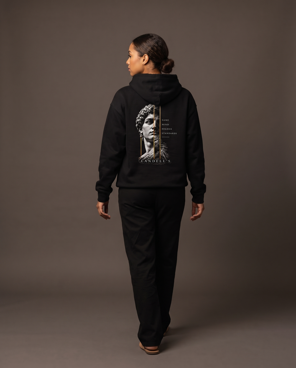 Protect Hoodie back view with marble statue graphic