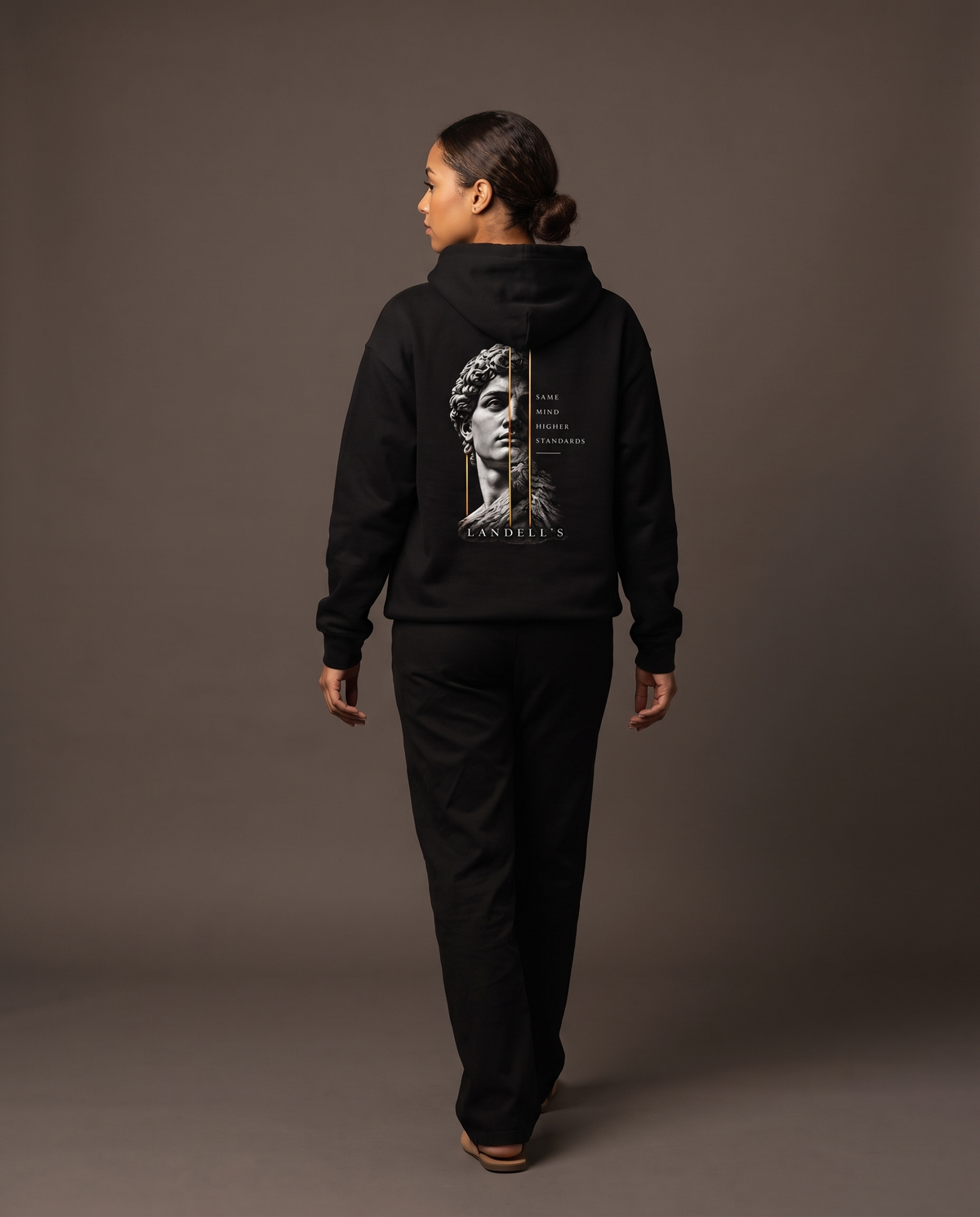 Protect Hoodie back view with marble statue graphic