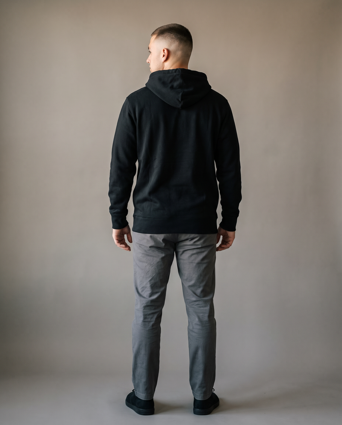 Heavyweight Hoodie in black back view