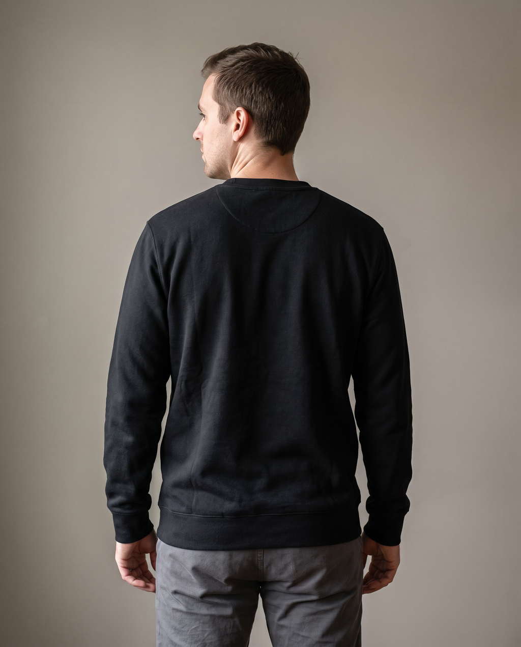 Fleece Crew Sweatshirt in black back view