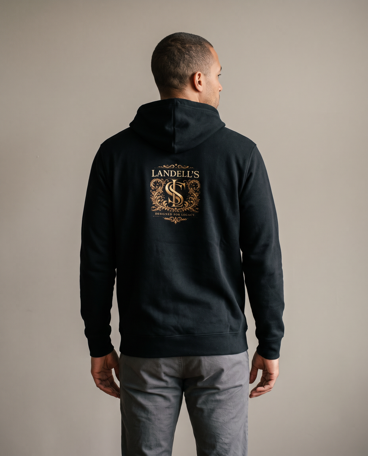 Landells Legacy Hoodie, back view on model